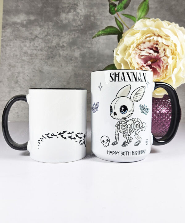 personalised kawaii skelly bunny rabbit gothic spooky mug
