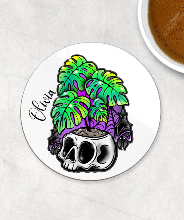 15500 personalised spooky monstera gothic coaster 2