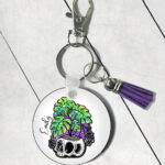 15509 personalised spooky monstera gothic keyring 1