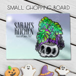 personalised spooky giant monstera plant gothic glass chopping board 2 size options