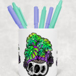 personalised spooky giant monstera plant gothic pen or makeup brush pot