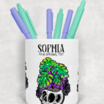 personalised spooky giant monstera plant gothic pen or makeup brush pot