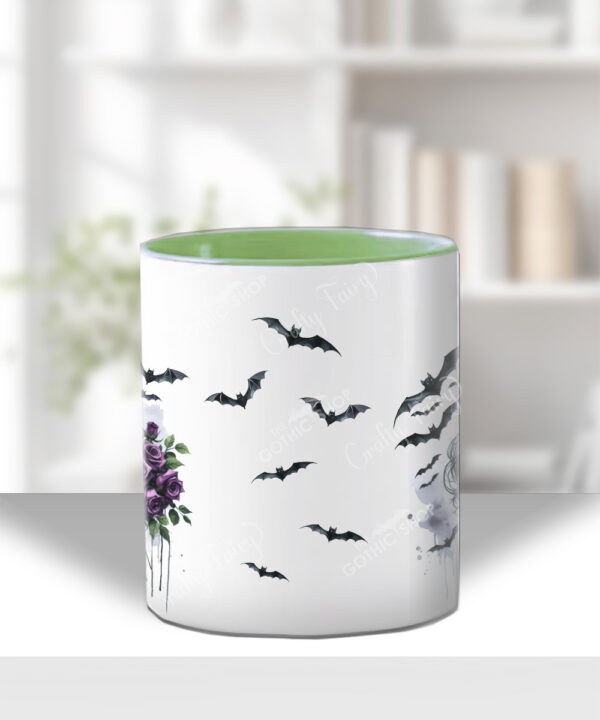personalised belladonna goth lady purple roses gothic spooky mug