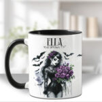 personalised belladonna goth lady purple roses gothic spooky mug