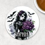 15530 personalised gothic lady purple roses coaster 1