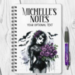 15531 personalised gothic lady purple roses notebook 1