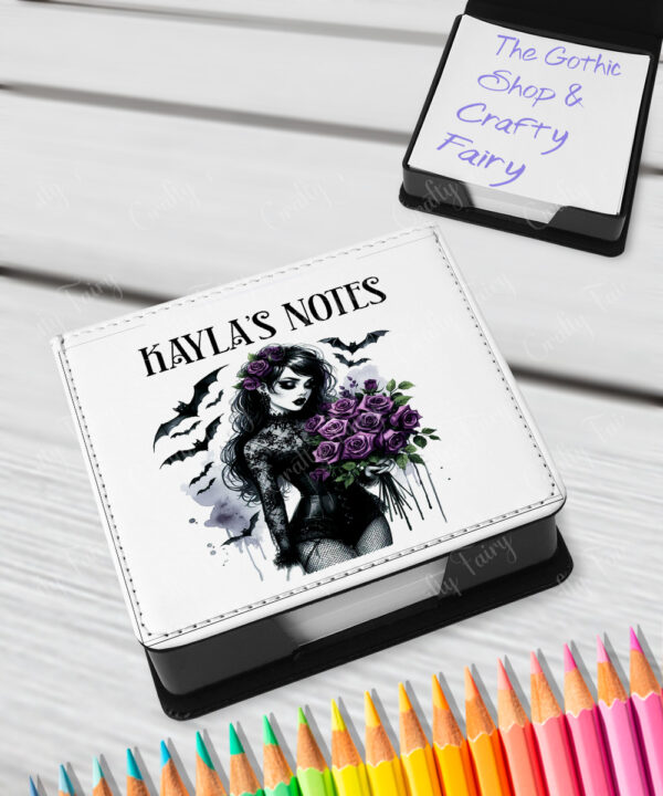 15532 personalised gothic lady purple roses memo notes 1