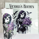 belladonna goth lady purple roses gothic straight tumbler option to personalise