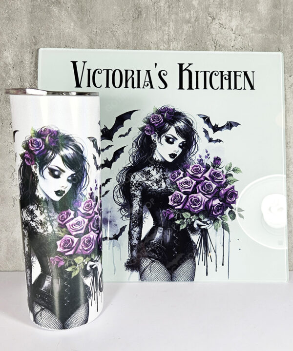 belladonna goth lady purple roses gothic straight tumbler option to personalise