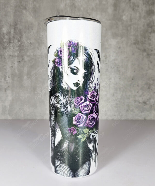 belladonna goth lady purple roses gothic straight tumbler option to personalise