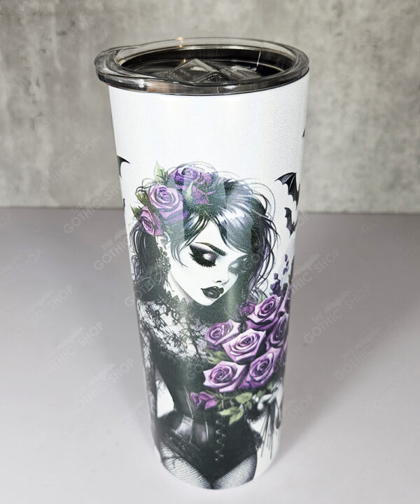 belladonna goth lady purple roses gothic straight tumbler option to personalise