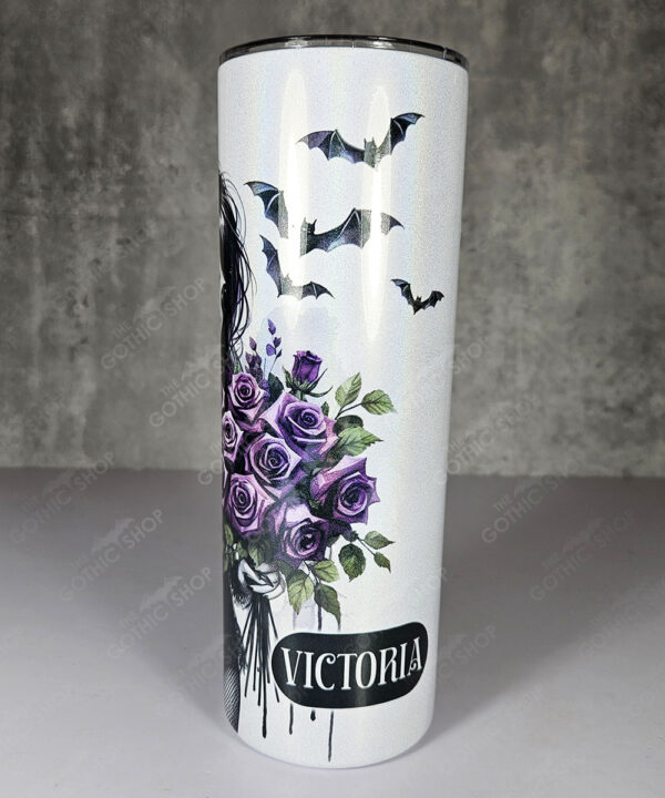 belladonna goth lady purple roses gothic straight tumbler option to personalise