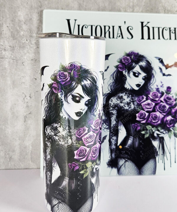 belladonna goth lady purple roses gothic straight tumbler option to personalise