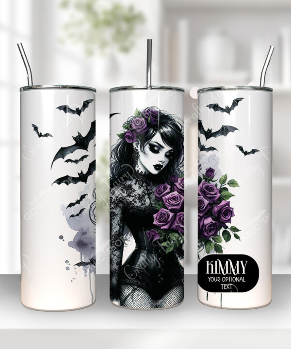 15535 personalised gothic lady purple roses tumbler 1