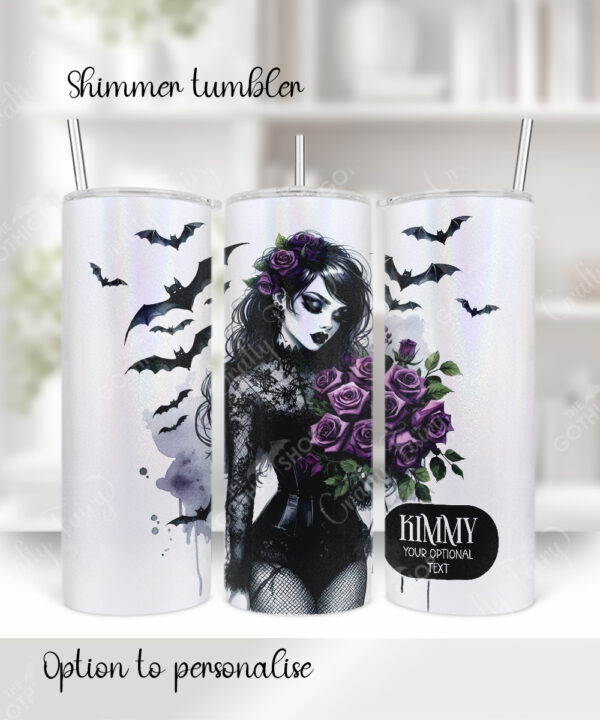15535 personalised gothic lady purple roses tumbler 2
