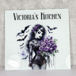 belladonna goth lady purple roses gothic glass chopping board option to personalise