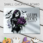 15541 personalised gothic lady purple roses chopping board 3