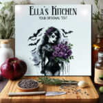 personalised belladonna goth lady purple roses gothic glass chopping board 2 size options