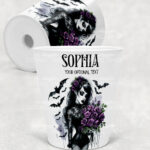 personalised belladonna goth lady purple roses gothic small plant pot