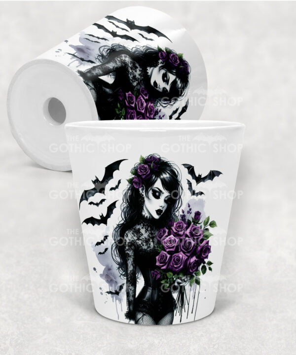 personalised belladonna goth lady purple roses gothic small plant pot