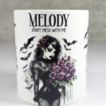 personalised belladonna goth lady purple roses gothic pen or makeup brush pot