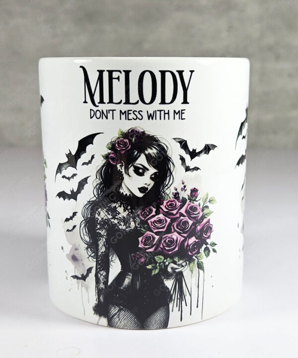 personalised belladonna goth lady purple roses gothic pen or makeup brush pot