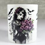 personalised belladonna goth lady purple roses gothic pen or makeup brush pot