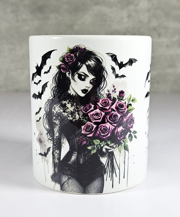personalised belladonna goth lady purple roses gothic pen or makeup brush pot