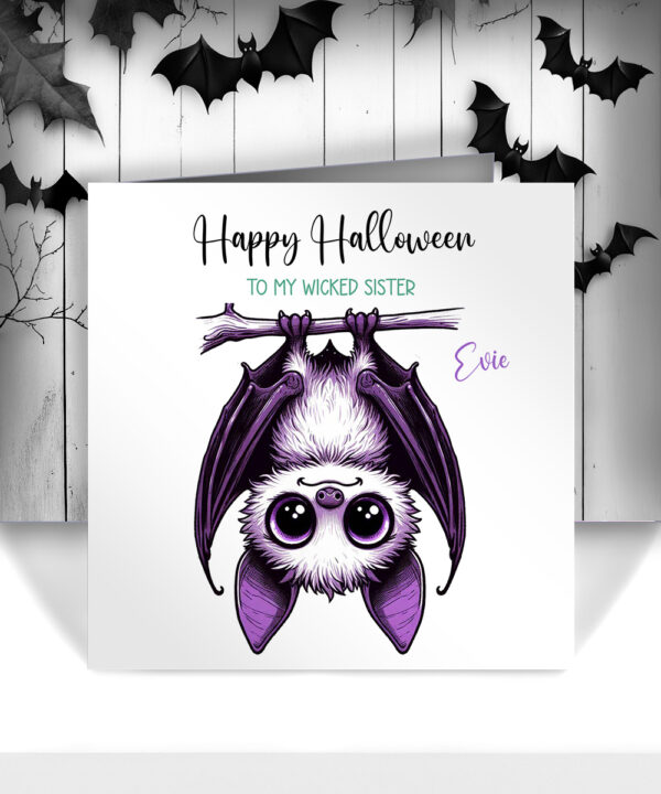 15546 personalised purple bat halloween card 1