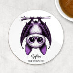 15548 personalised purple bat halloween coaster 1