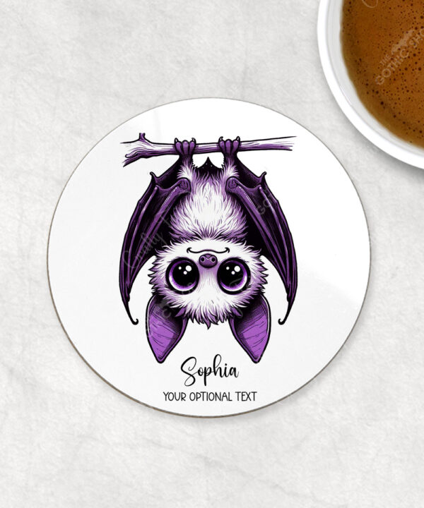 15548 personalised purple bat halloween coaster 1