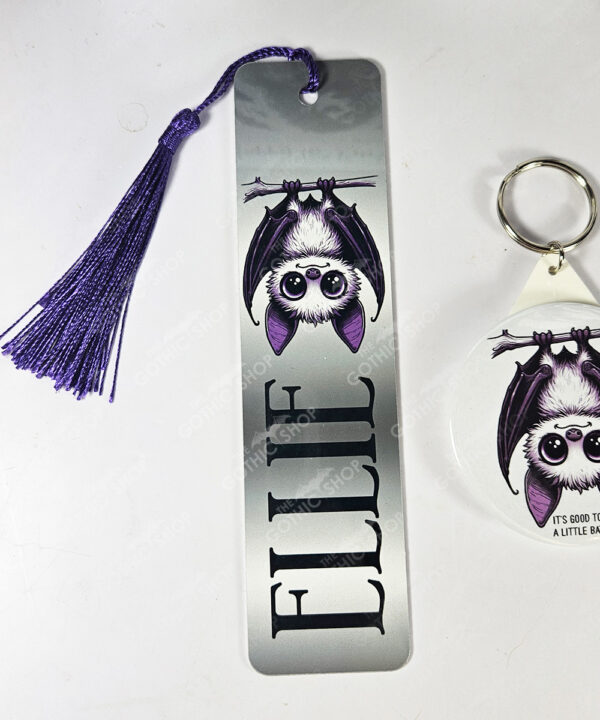 personalised betty hanging kawaii purple bat gothic metal bookmark thank you gift