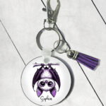 15555 personalised purple bat halloween keyring 1
