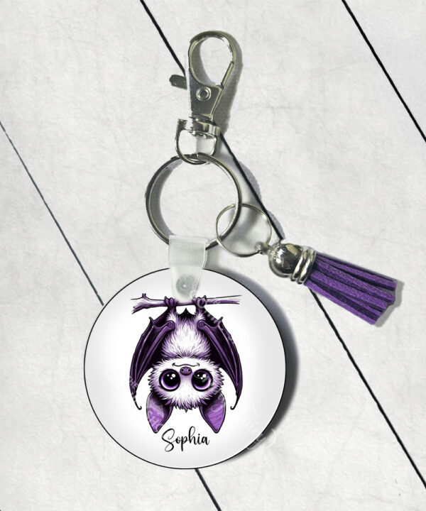 15555 personalised purple bat halloween keyring 1
