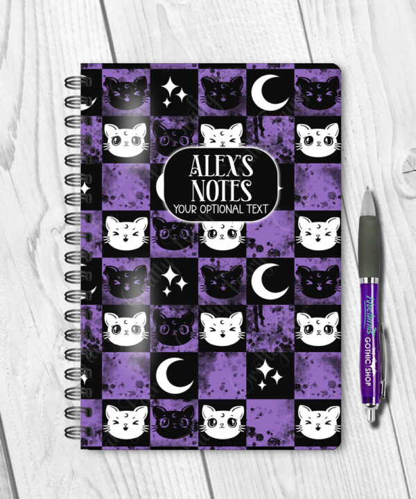 15556 personalised a5 notebook purple cats 1