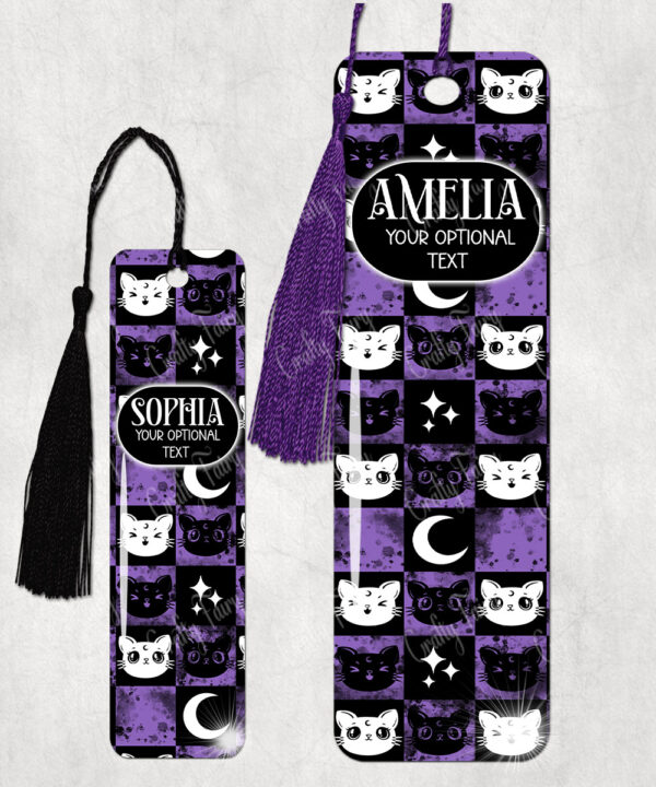 15557 personalised purple cats bookmark 1