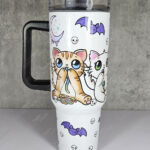 personalised kawaii candy kitty spoopy halloween sweets gothic large 40oz insulated tumbler with handle