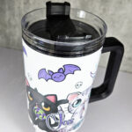 personalised kawaii candy kitty spoopy halloween sweets gothic large 40oz insulated tumbler with handle