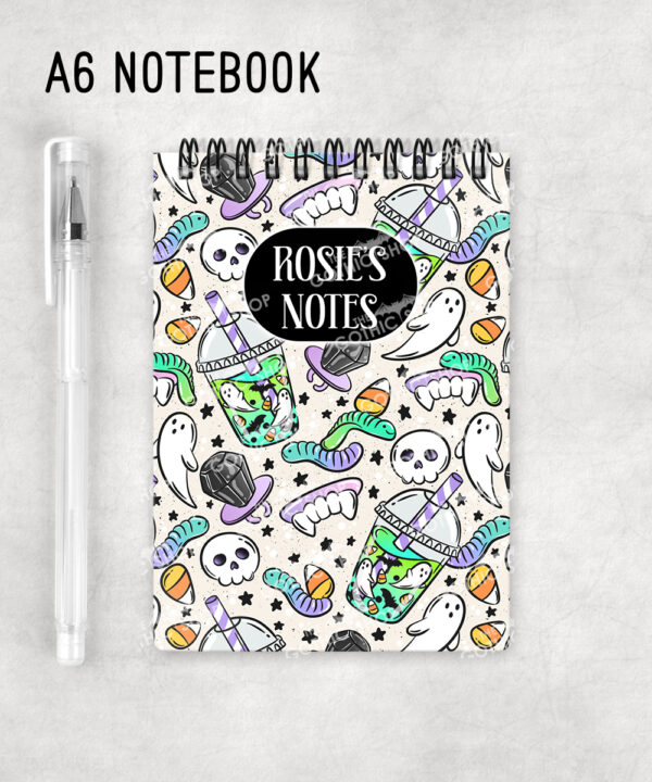 personalised spooky but sweet halloween notebook journal
