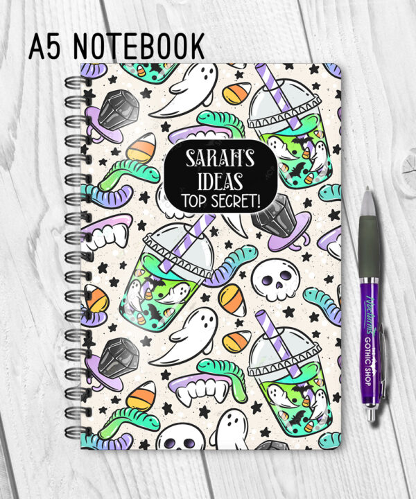 personalised spooky but sweet halloween notebook journal