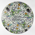 spooky but sweet cream halloween glass chopping board option to personalise