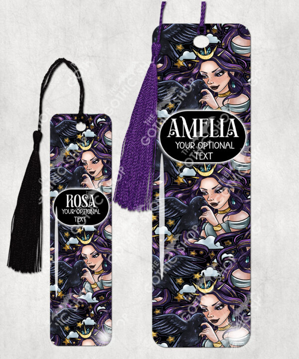 15590 personalised night witch raven gothic bookmark 1