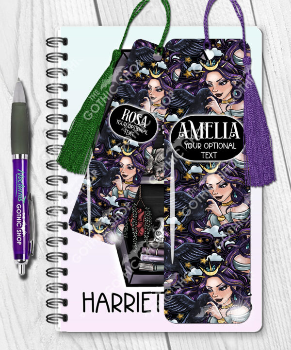 15590 personalised night witch raven gothic bookmark 2