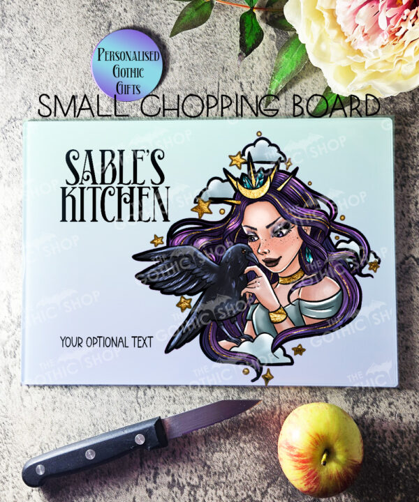 15601 personalised night witch raven gothic chopping board 1