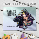 15601 personalised night witch raven gothic chopping board 2