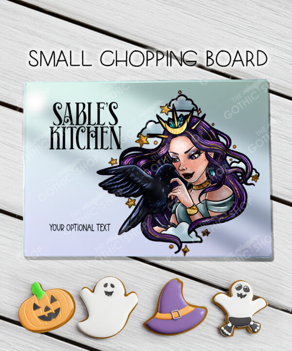 15601 personalised night witch raven gothic chopping board 2