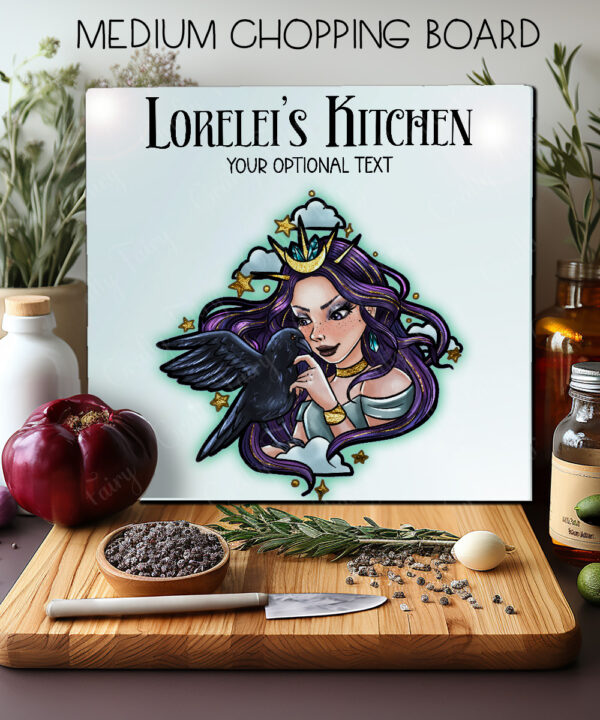 15601 personalised night witch raven gothic chopping board 3