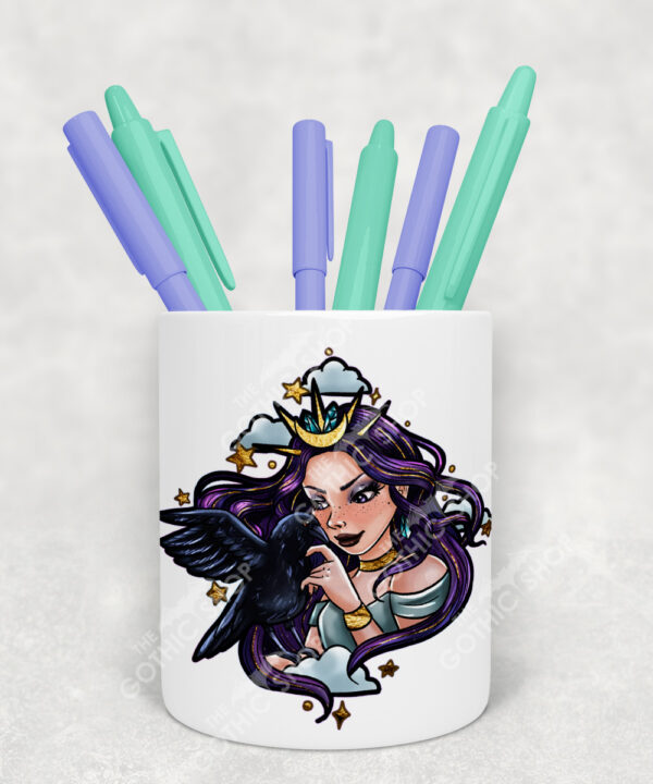 15604 personalised night witch raven gothic pen pot 2