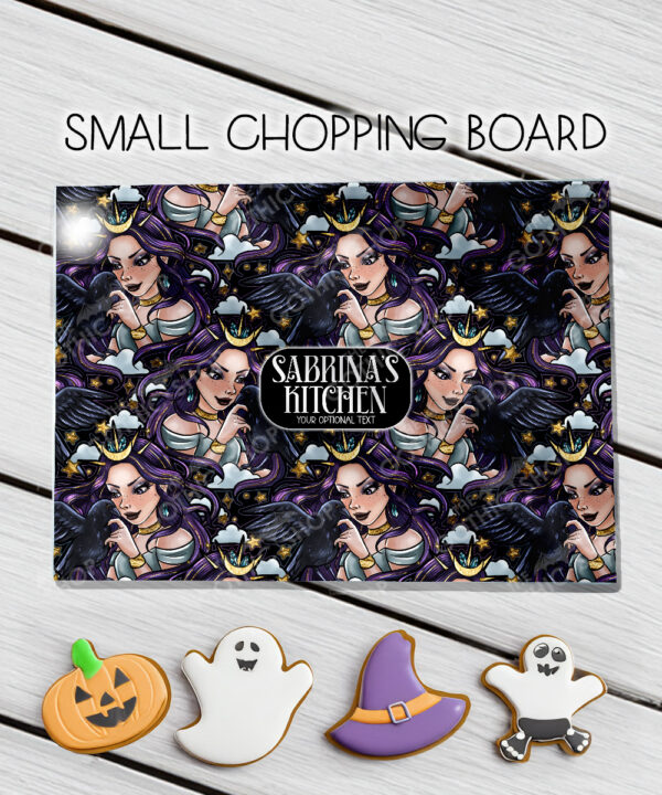 personalised night witch with ravens gothic glass chopping board 2 size options (copy)