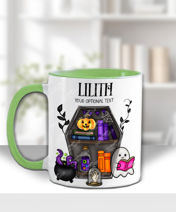 15613 personalised ghostie coffin bookcase mug 2